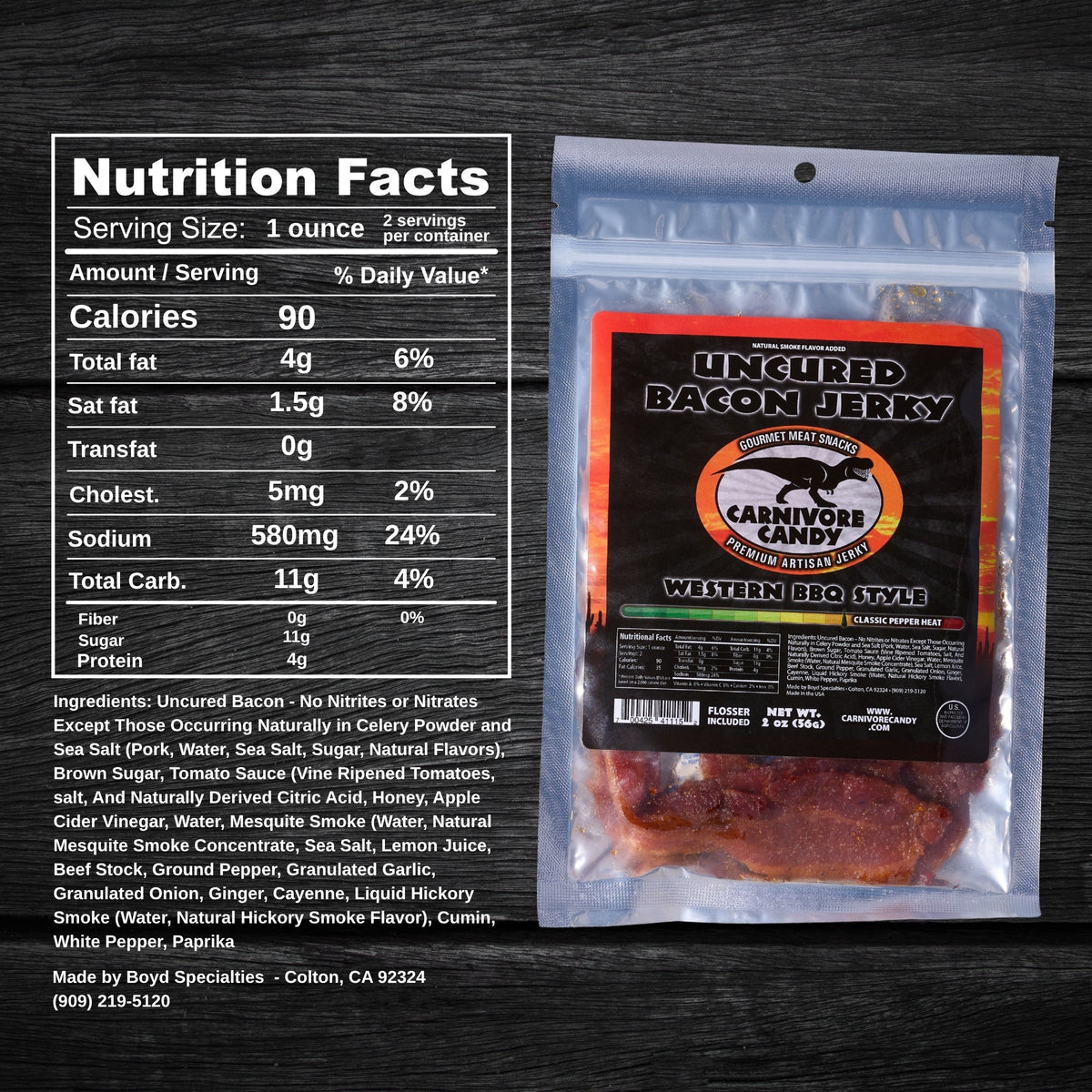 Western Barbecue Uncured Bacon Jerky