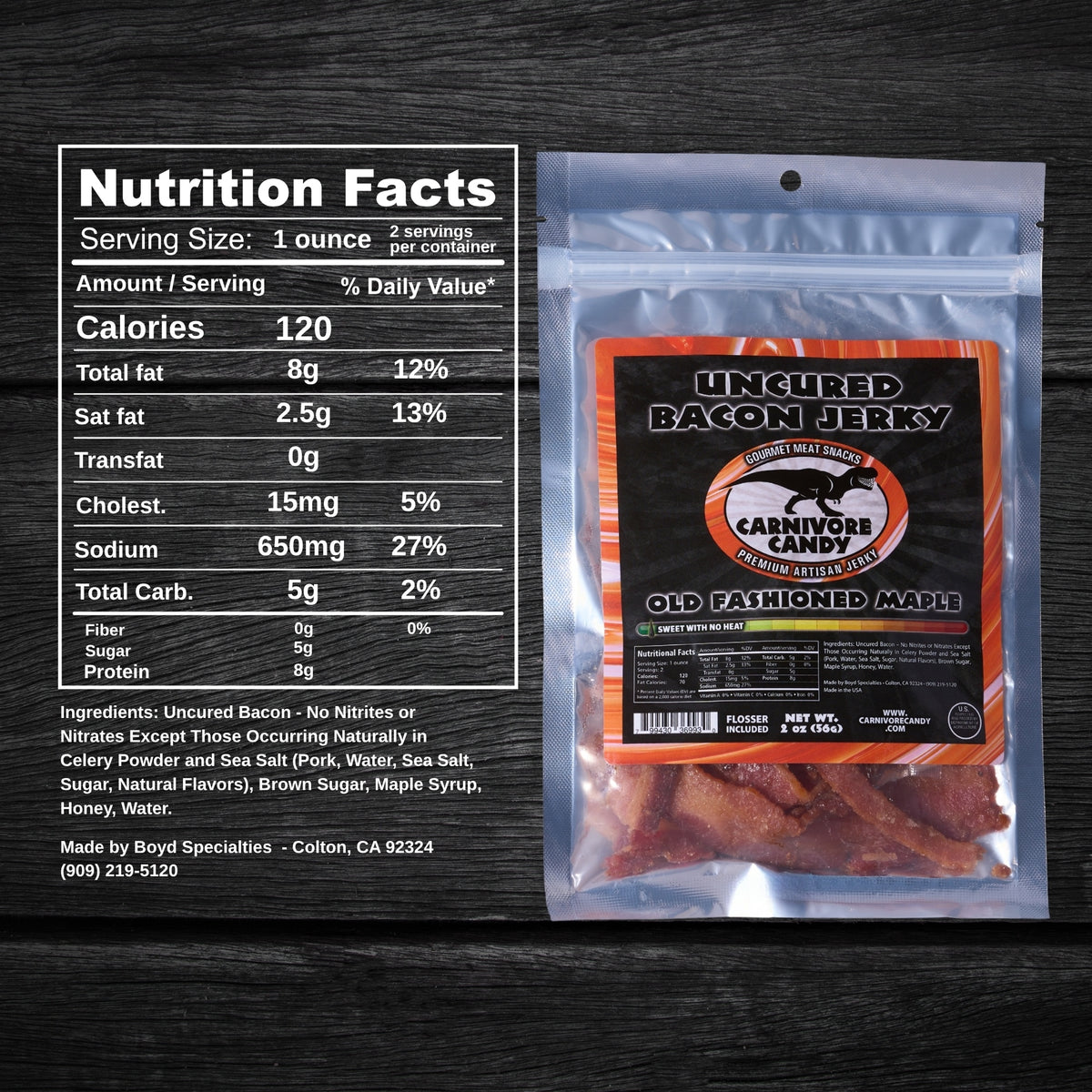 Old Fashioned Maple Uncured Bacon Jerky