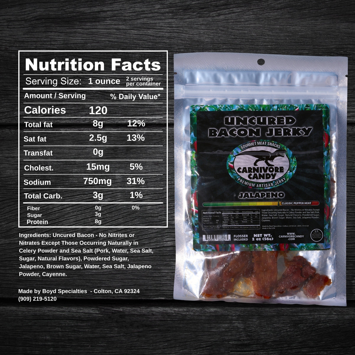 Jalapeno Uncured Bacon Jerky