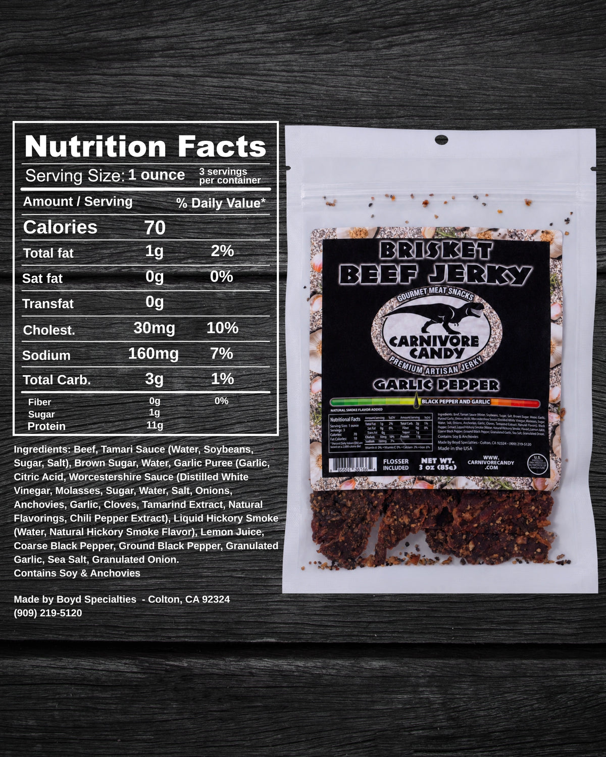 Garlic Peppered Brisket Beef Jerky
