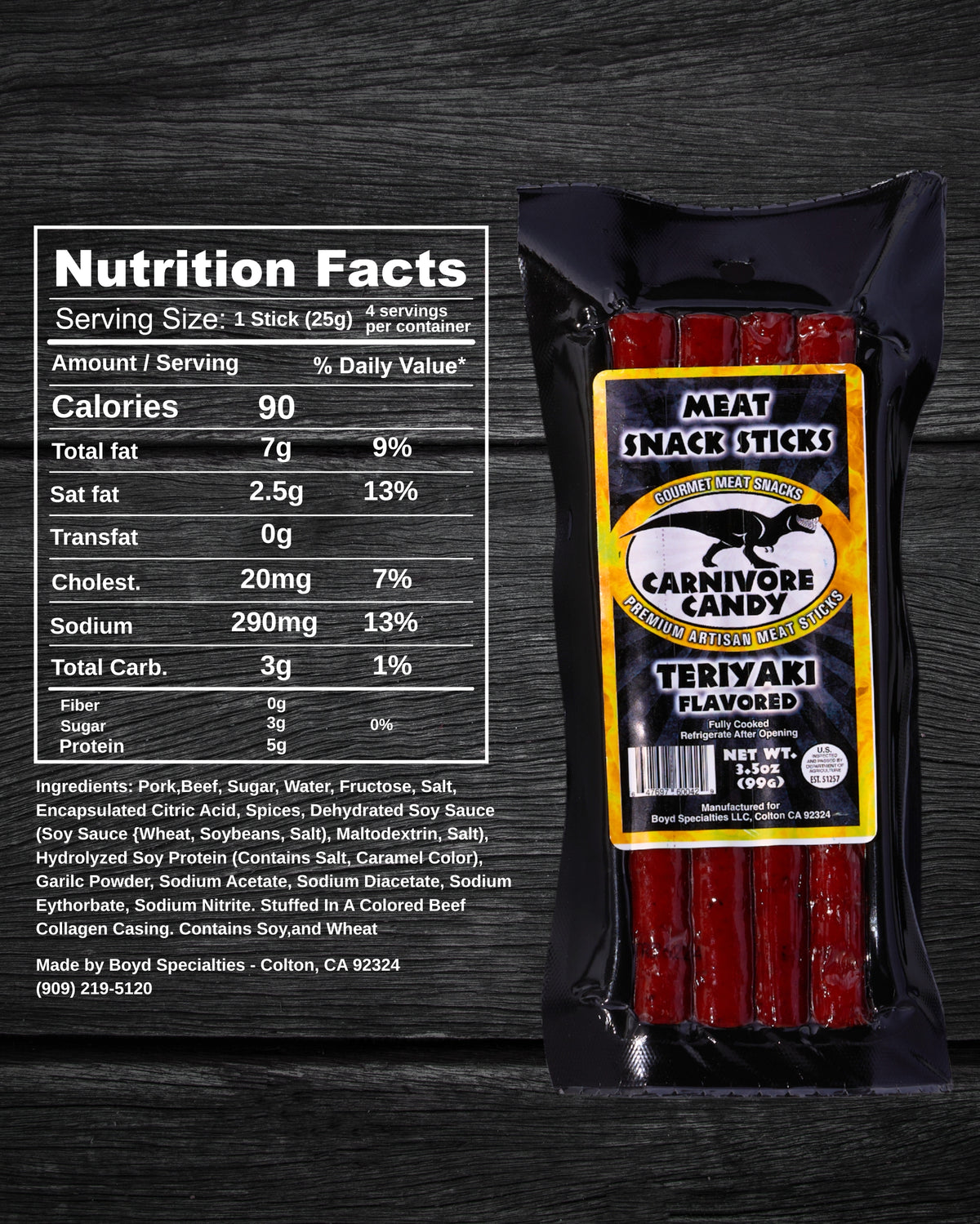 Teriyaki Flavored Meat Sticks -3.5oz